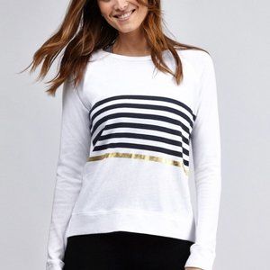 Sundry Metallic Stripe Crew Neck Sweatshirt Top